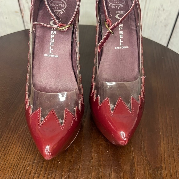 JEFFREY CAMPBELL AUDREY - TWO burgundy 6” wedge patent PU Platforms 6.5 Trending - Picture 9 of 16